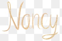 Nancy cursive gold font png typography