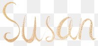 Susan png sparkling cursive gold font typography