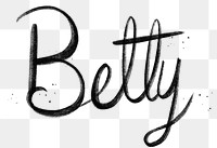 Hand drawn Betty png font typography