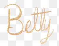Betty gold glitter typography png