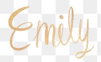 Emily sparkling gold font png typography