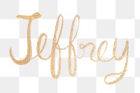 Jeffrey shimmery gold font typography