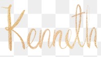 Kenneth shimmery gold font png typography