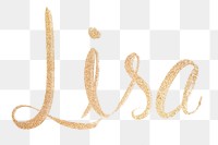 Sparkling gold Lisa font png typography