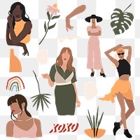 Female social media influencers collection transparent png