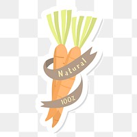 Carrots with natural 100% badge sticker transparent png