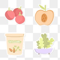 Organic food sticker collection transparent png