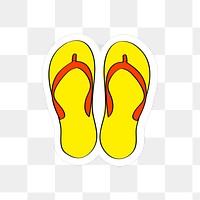 Illustration of yellow flip flops on transparent background