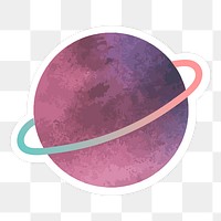 Cute planet with a ring system on transparent background
