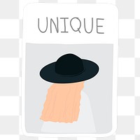 Magazine cover of woman wearing black hat transparent png
