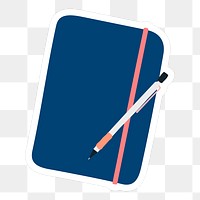 Blue notebook with a pencil transparent png