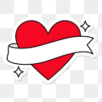 Red heart with a banner transparent png