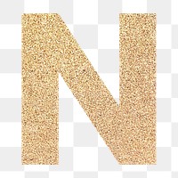 Glitter capital letter N sticker transparent png