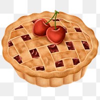 Hand drawn cherry pie transparent png