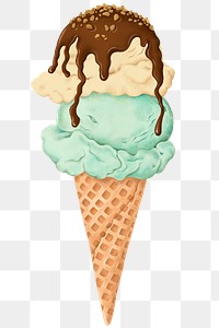 Hand drawn ice cream cone transparent png