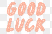 Good luck typography in peach transparent png