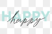 Green happy typography transparent png