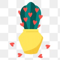 Love theme cactus in a pot transparent png