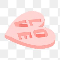 Pink 3D heart with love word engraving transparent png