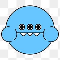 Funky blue monster frog emoji sticker transparent png