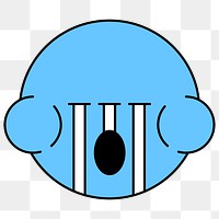 Funky blue monster frog emoji sticker transparent png