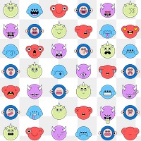 Mixed funky monster emoji stickers set transparent png