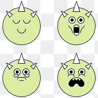 Funky horned monster emoji sticker set transparent png