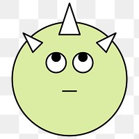 Funky green monster unicorn emoji sticker transparent png