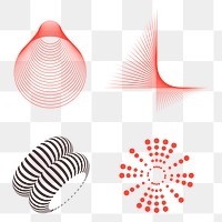 Abstract 3D design elements collection transparent png