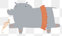 Cute hippopotamus element transparent png