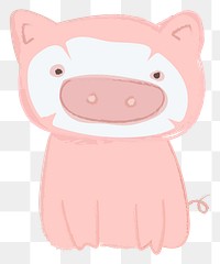 Cute pig drawing style transparent png