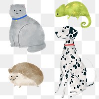 Friendly animals watercolor collection transparent png
