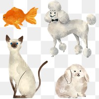 Friendly animals watercolor collection transparent png