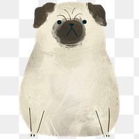 Grumpy pug painting transparent png