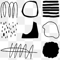 Black and white design elements transparent png