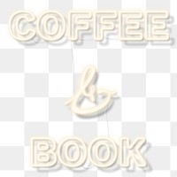 Coffee & book neon word transparent png
