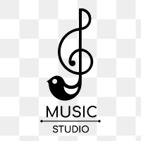 Png Sol key logo musical note flat design with music studio text in black