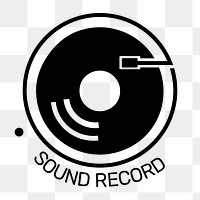 Png vinyl record logo flat design with sound record text in black