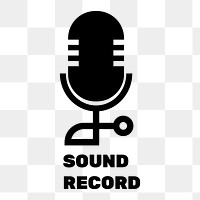Microphone png logo flat design with sound record text in black