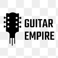 Guitar png logo minimal design with text in black