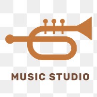 Trumpet png logo flat design with music studio text