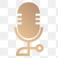 Microphone png icon minimal design in gold