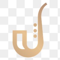 Saxophone png icon minimal design in gold