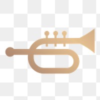 Trumpet png music icon flat design in gold