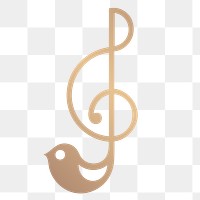 Png Sol key icon musical note minimal design in gold