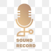Microphone png logo flat design with sound record text in gold
