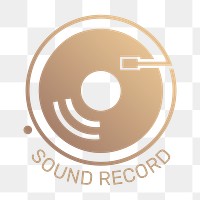 Png vinyl record logo flat design with text in gold