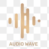 Png audio wave music logo flat design with text in gold