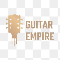 Guitar png logo minimal design with text in gold