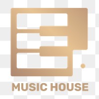 Png piano key logo minimal design with music house text in gold